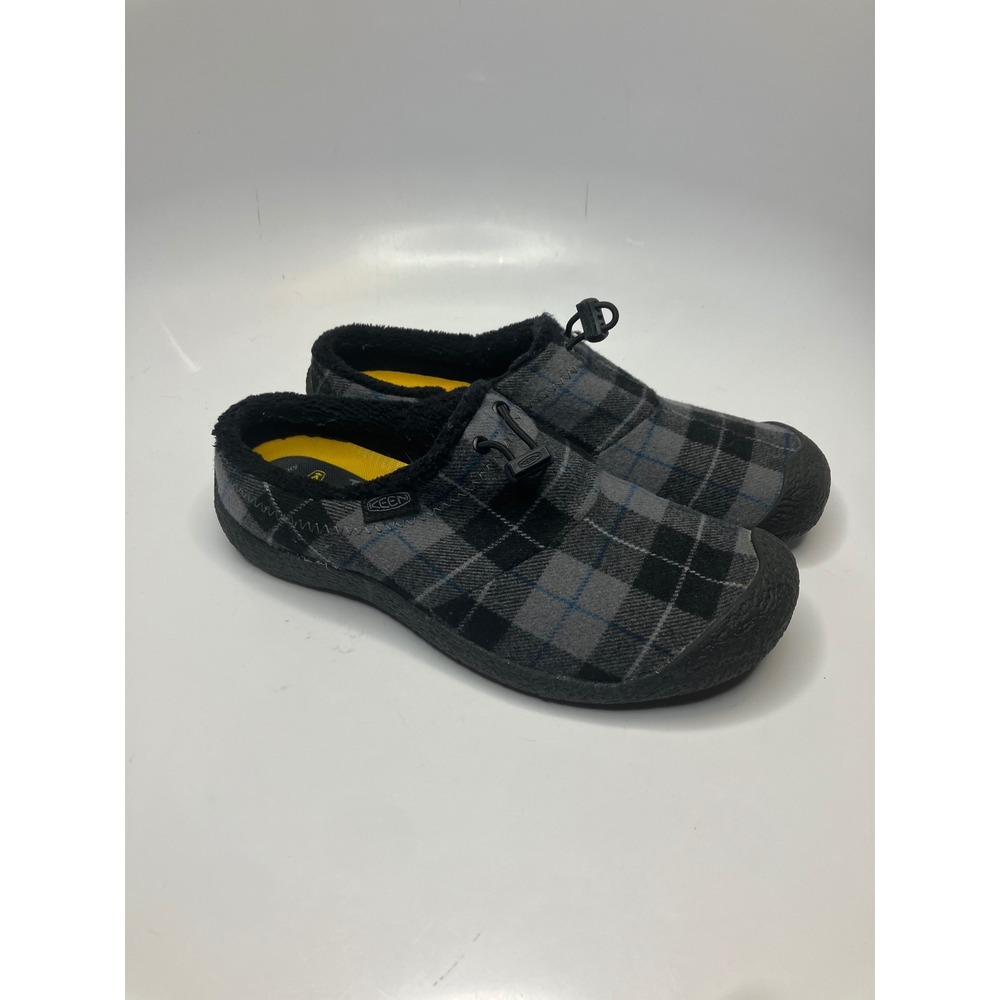 Keen Howser IIl Slippers Women 8.5 Grey Plaid Excellent Fleece Lined Clogs cozy‎